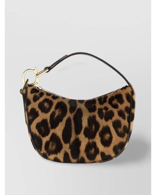 Ferragamo Multicolor Leopard Print Calf Hair Shoulder Bag