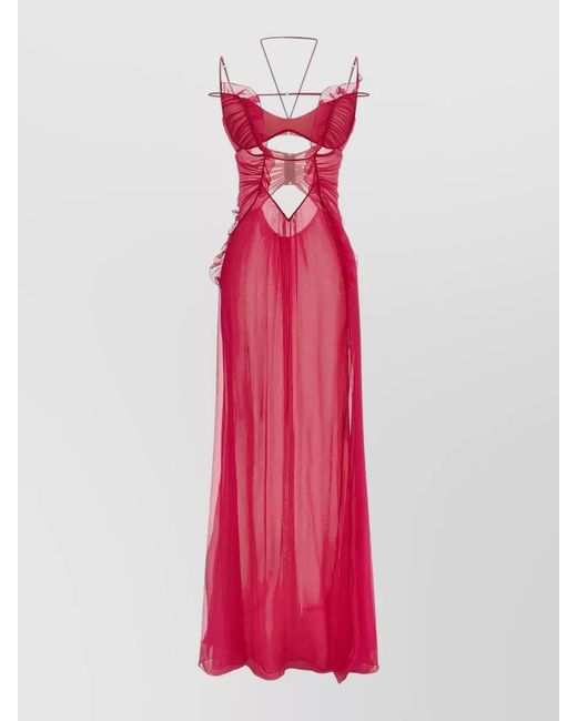 Nensi Dojaka Pink Silk Cutout Maxi Dress