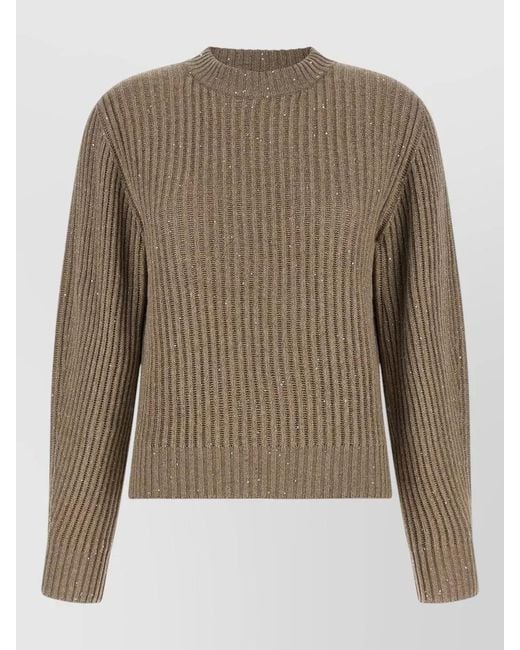 Brunello Cucinelli Multicolor Sparkling Sequin Cashmere Wool Crew Sweater