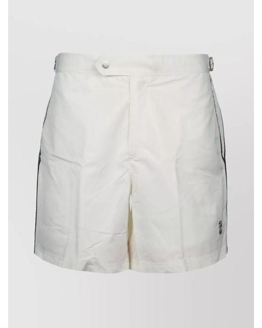 Brunello Cucinelli Gray Swimwear With Adjustable Waistband And Side Stripes for men