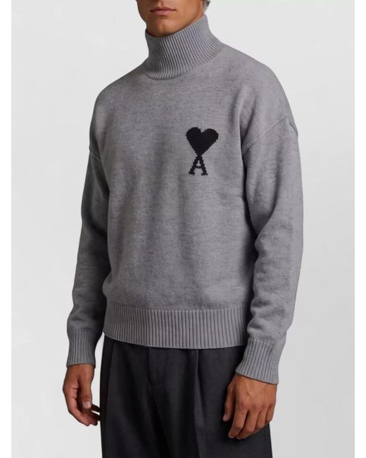 AMI Multicolor Virgin Wool Turtleneck Sweater for men