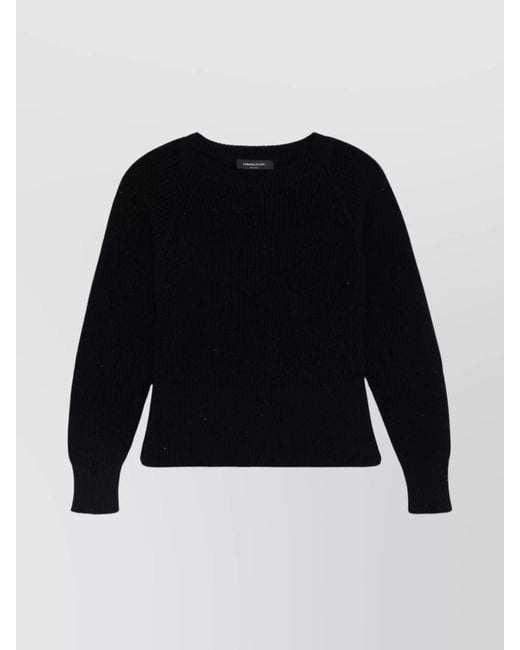 Fabiana Filippi Black Ribbed Cotton Linen Crewneck Jumper