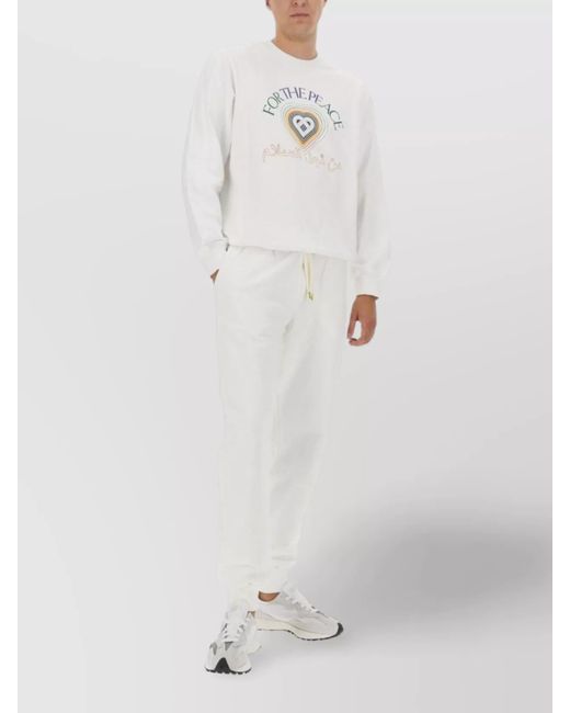 Casablanca White Organic Cotton Regular-Fit Logo Sweatshirt for men