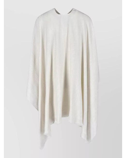 Fendi White Wool Silk Cape