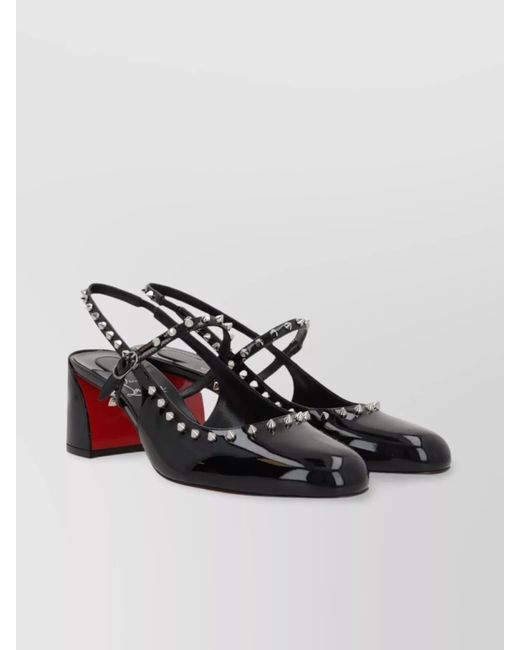 Christian Louboutin Multicolor Spiked Block Heel Pumps With Slingback Strap