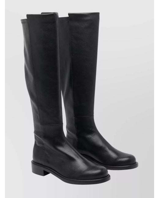 Stuart Weitzman Black High Leather Ankle Boots With Block Heel