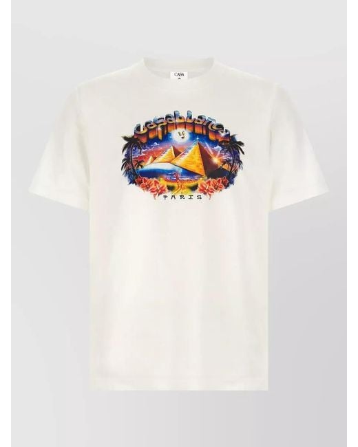 Casablanca White Tourism Print Cotton T-Shirt for men