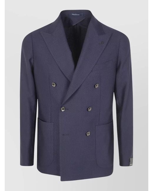 Tagliatore Blue Montecarlo Double Breasted Button Jacket for men
