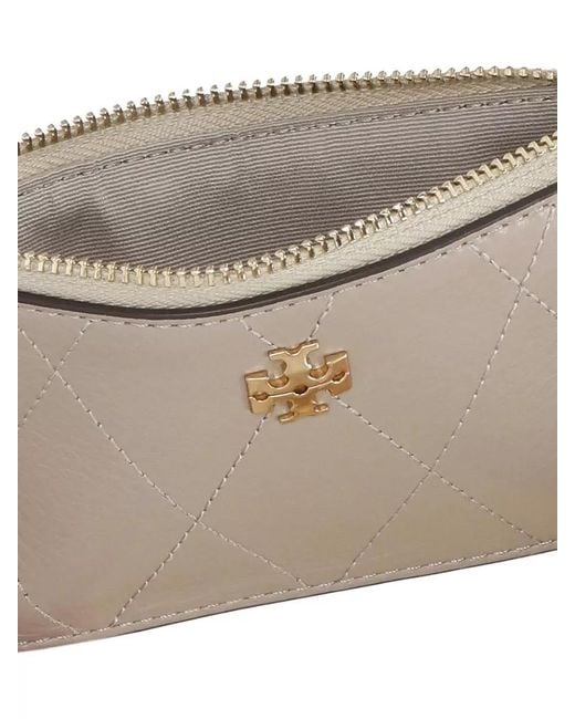 Tory Burch Natural Quilted Leather Card Holder