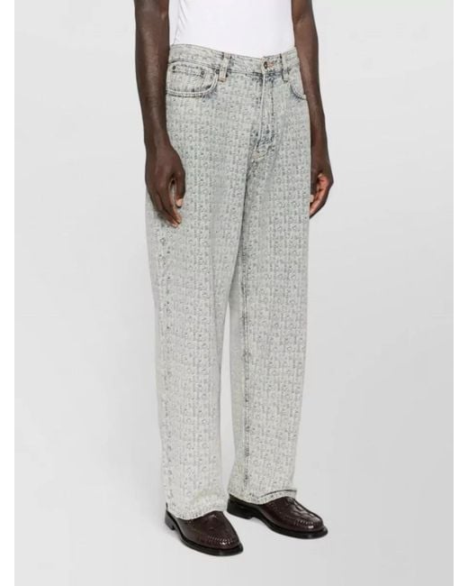 Emporio Armani Gray Monogram Cotton Denim Jeans Five Pocket for men