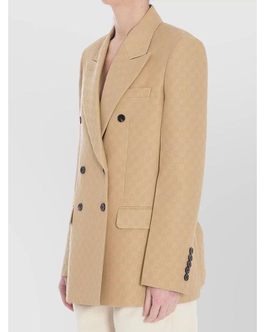 Gucci Natural Wool And Silk Double-Breasted Jacket