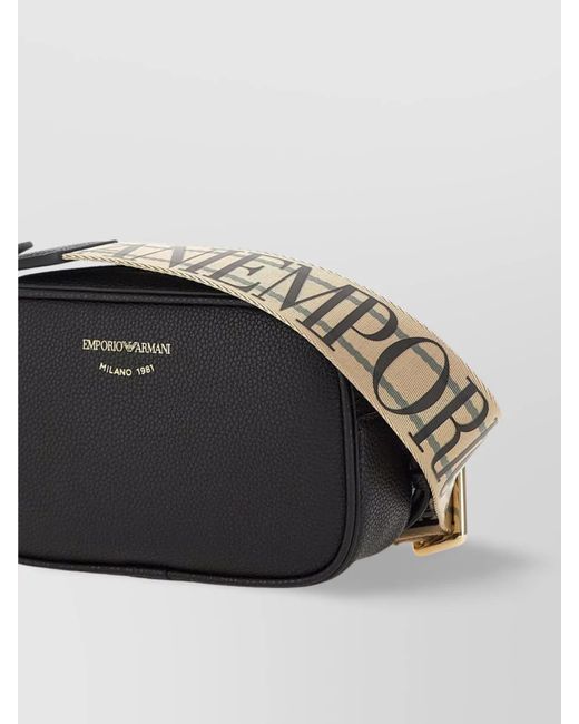 Emporio Armani Black Grained Faux Leather Camera Bag