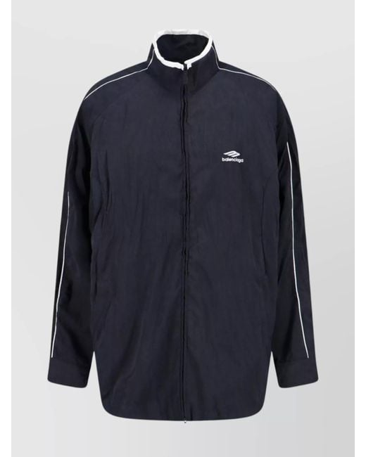 Balenciaga Blue Modern Jacket With Buttoned Cuffs And High Collar
