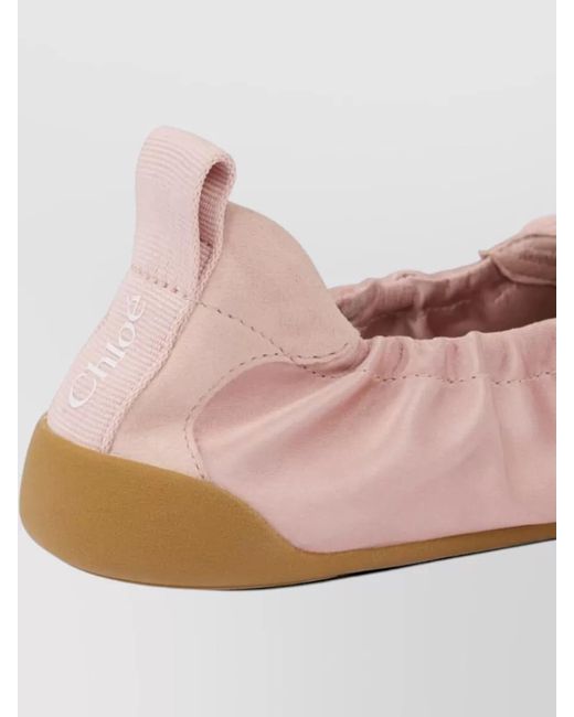 Chloé Pink Kick Leather Ballet Flats Round Toe