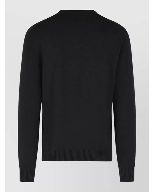 Dolce & Gabbana Black Virgin Wool Sweater Embroidered Logo Detail for men
