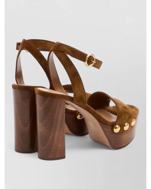 Gianvito Rossi Brown Leather Studded Platform Sandals