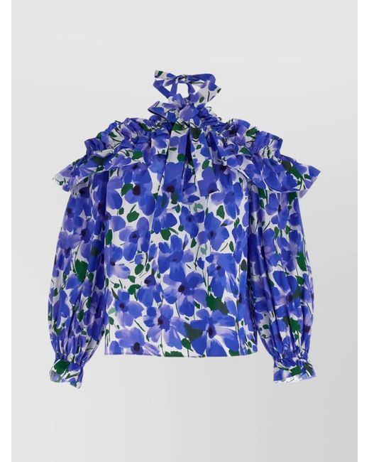 Carolina Herrera Blue Floral Blouse