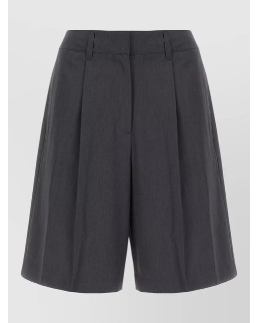 DUNST Blue Polyester Blend Bermuda Shorts Belt Loops