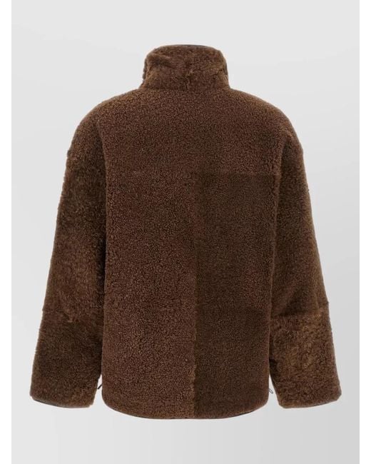 Brunello Cucinelli Brown Fuzzy Lamb Shearling Reversible Jacket
