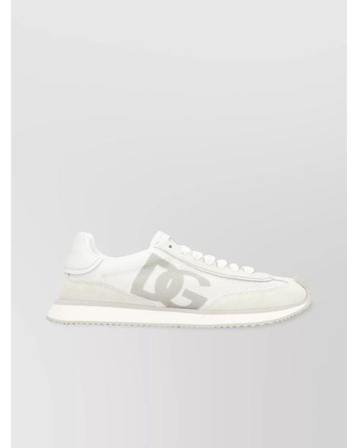Dolce & Gabbana White Cushion Low-Top Sneakers Suede Accents