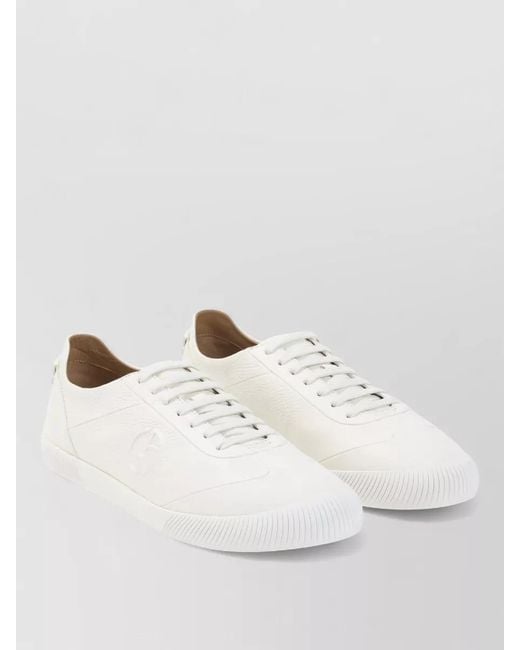 Giorgio Armani White Leather Low-Top Lace-Up Sneakers for men