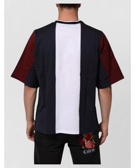 Dolce & Gabbana Black Striped Logo-Print Crew-Neck T-Shirt for men