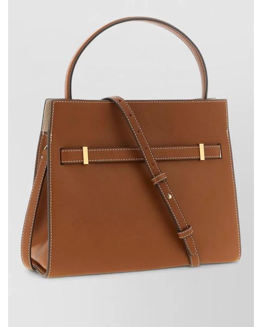 Tory Burch Brown Lee Radziwill Small Leather Clutch Bag