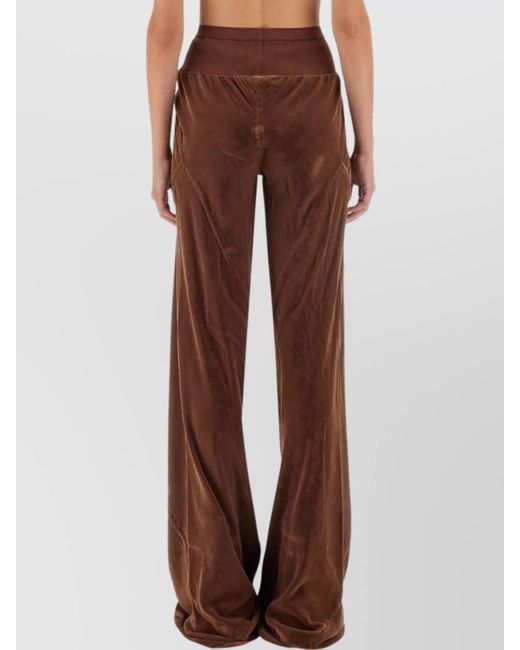 Rick Owens Brown Silk Wide-Leg Trousers