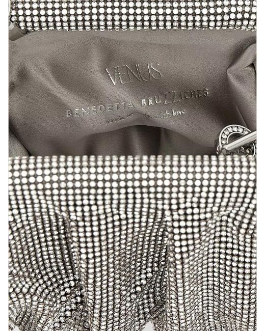 Benedetta Bruzziches Gray Venus Petite Clutch Chain Strap Rhinestones
