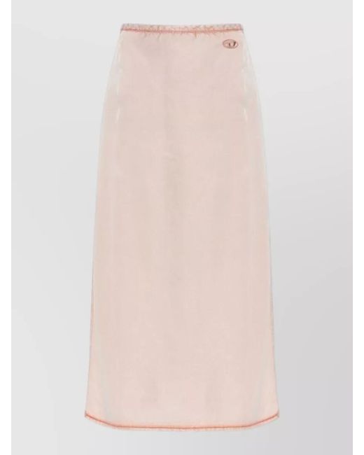 DIESEL Pink Midi Skirt Asymmetric Hem Side Slit