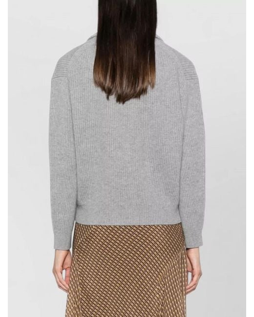 Forte_forte Gray Cashmere Blend Cropped Cardigan Shawl Collar