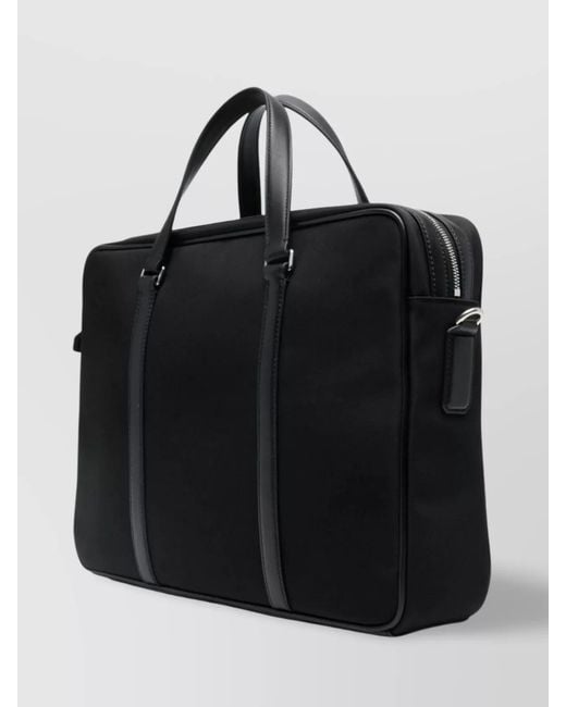 Bally Black Leather Trim Laptop Bags With Stripe Detailing for men
