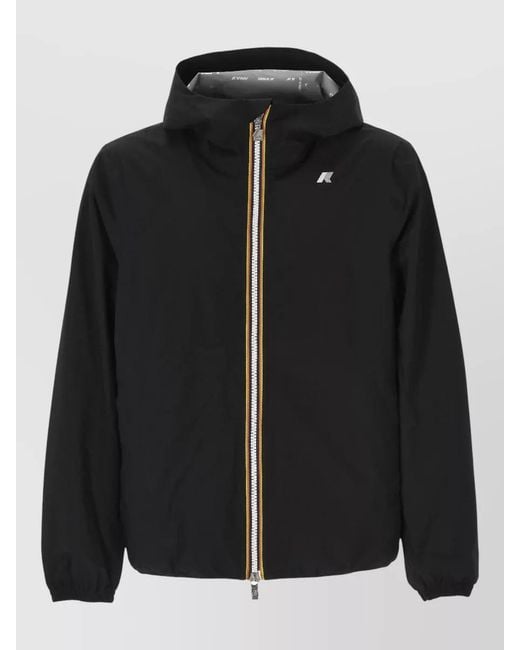 K-Way Black Hooded Slim Fit Water Resistant Jacket