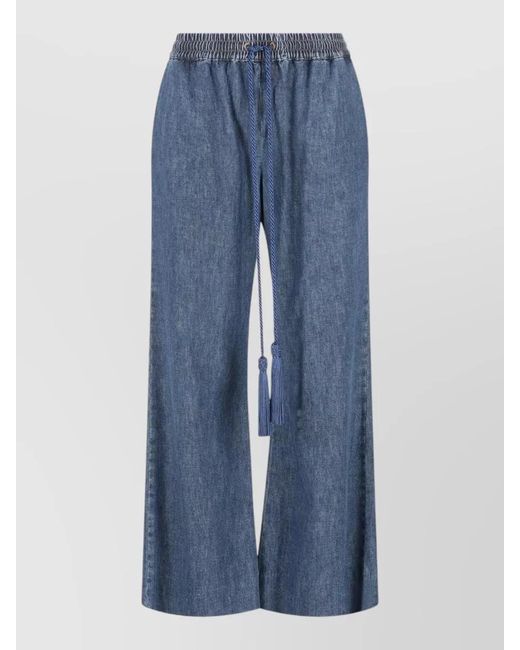 Valentino Blue Denim Wide-Leg Trousers