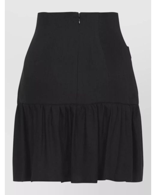Elisabetta Franchi Black Linen Mini Skirt High Fitted Waist