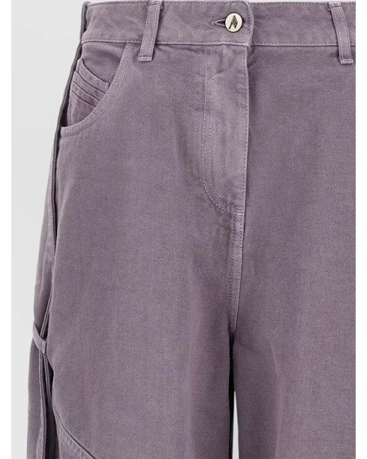 The Attico Purple Denim Wide-Leg Trousers