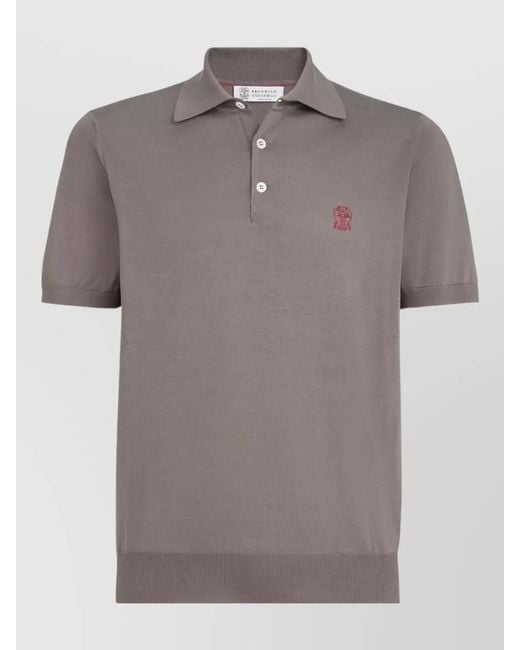 Brunello Cucinelli Gray Cotton Short-Sleeve Polo Shirt for men
