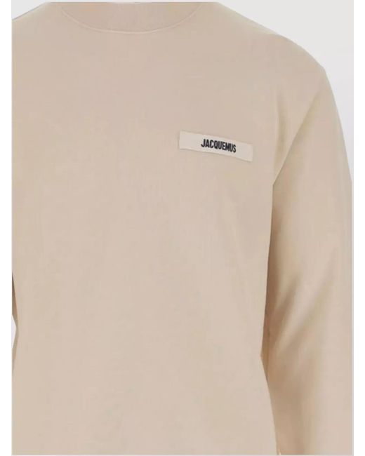 Jacquemus Natural Cotton Ribbed Crewneck Sweatshirt for men