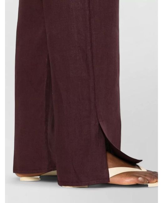 Forte_forte Purple Linen Trousers Side Slits Wide Leg