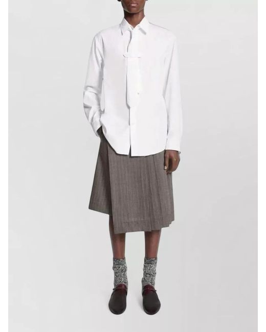 Dries Van Noten White Cotton Regular-Fit Shirt With Integrated Tie for men