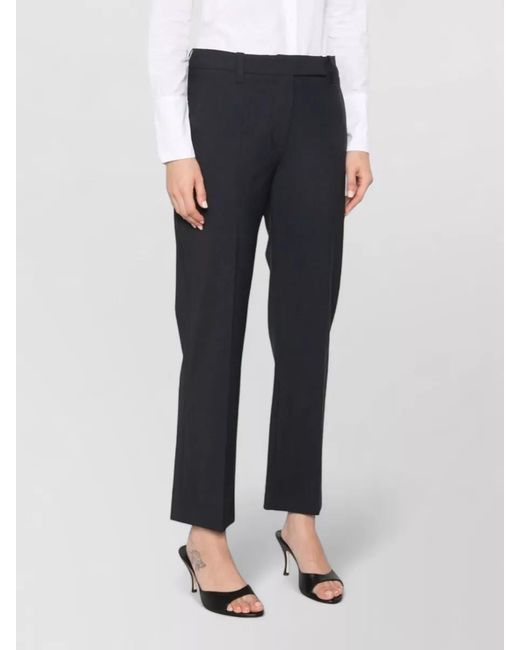 Brunello Cucinelli Blue Wool Tailored Trousers High Waist Slim Fit