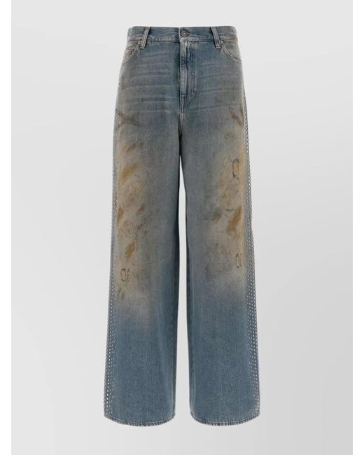 Golden Goose Deluxe Brand Blue 'Melody' Distressed Stud Embellished Jeans