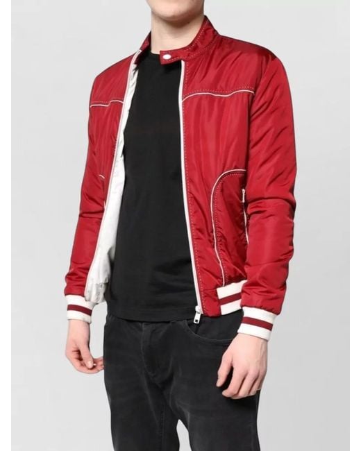 Dolce & Gabbana Red Nylon Padded Bomber Jacket for men