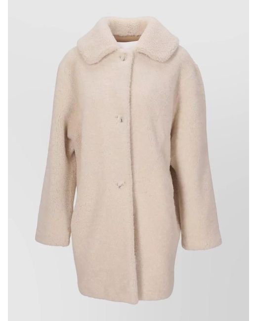 LA ROSE Natural Long Hair Coat Notched Collar Sleeves