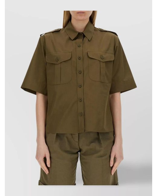 Aspesi Green Cotton Shirt With Pockets And Epaulettes