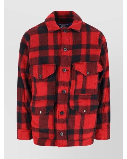 Junya Watanabe Red Wool Shirt Jacket for men