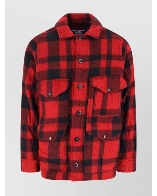 Junya Watanabe Red Wool Shirt Jacket for men