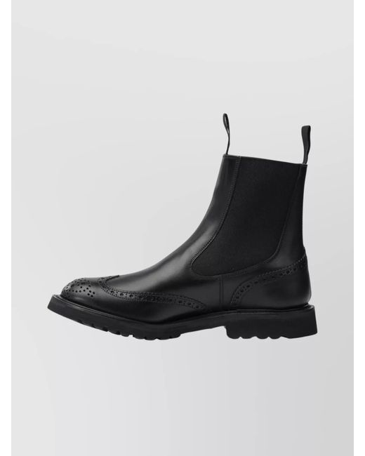Tricker's Black Leather Ankle Boots for men