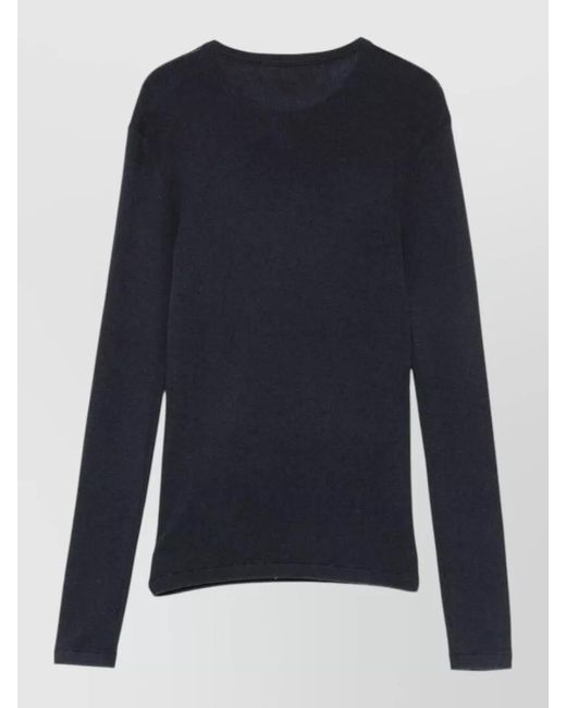 Lisa Yang Blue Cashmere Fine-Knit Long-Sleeve Jumper