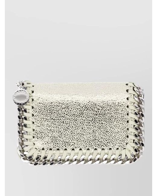 Stella McCartney Gray Falabella Cardholder Metallic Finish Chain Trim
